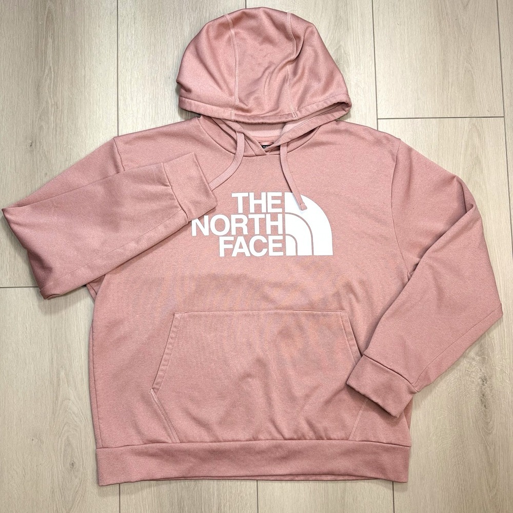 The North Face Womens‎ Large Pink Logo Hoodie Pullover Sweatshirt Casual SoftFit